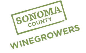 A green stamp-style logo for Sonoma County Winegrowers.