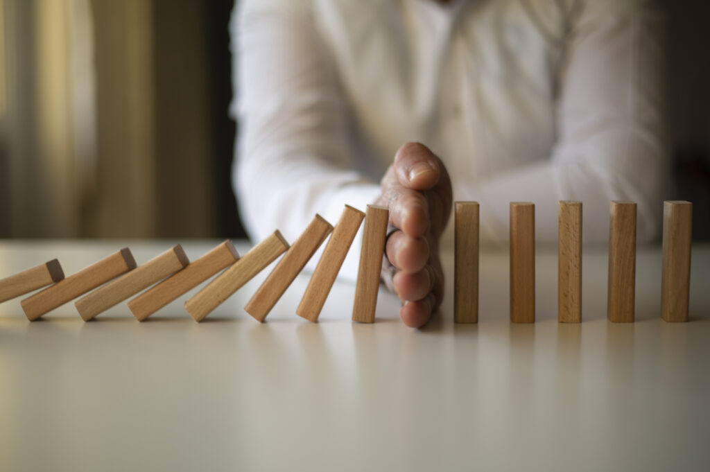 A photo representing domino effect.